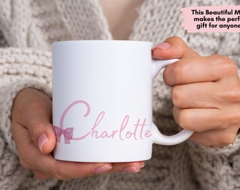 Personalized Coquette Mug Pink Mug Cute Bow Mug Gift For Mom Present for Coffee Lover Pink Bow Mug Mother's day Cute Gift for Mom Aesthetic
