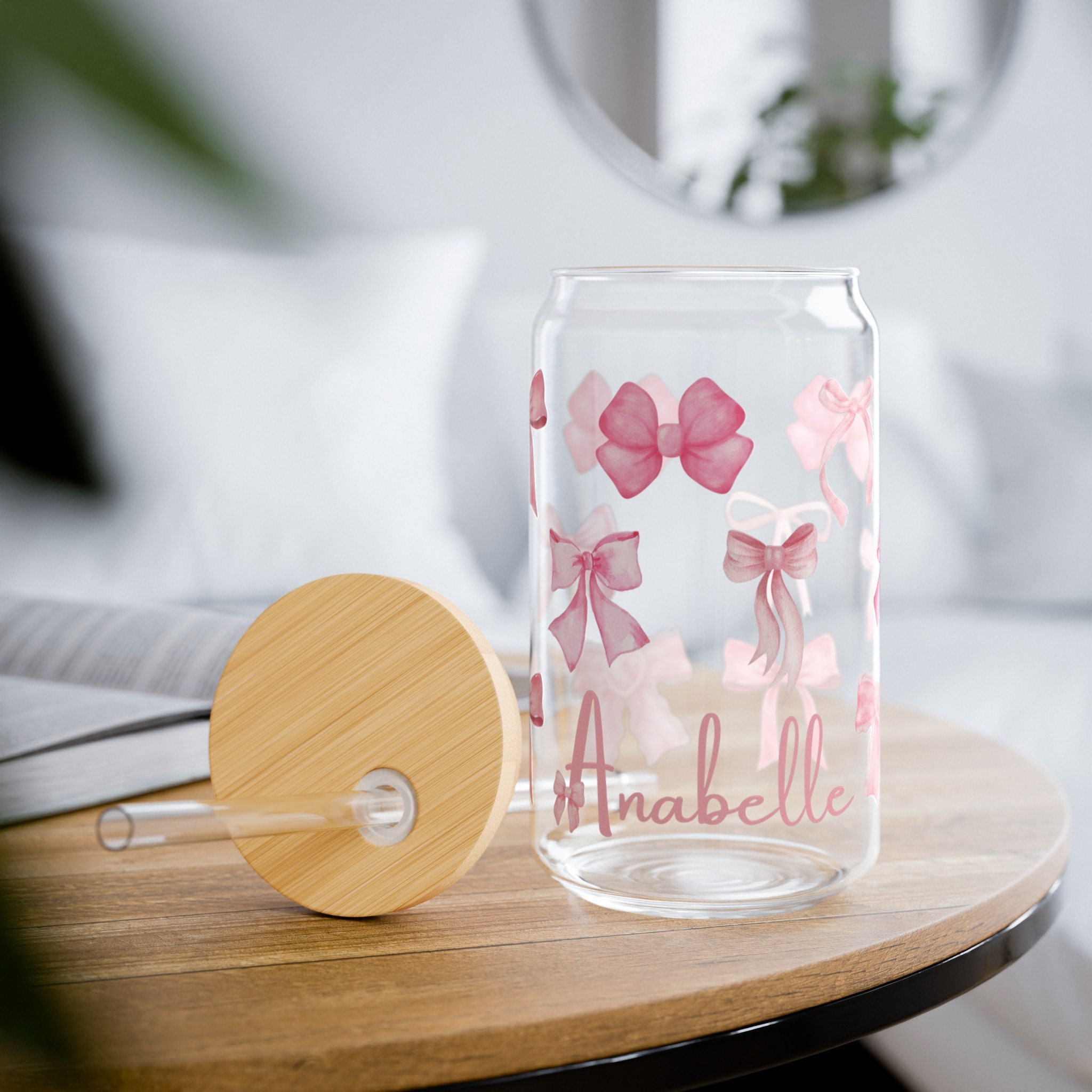 Coquette Glass Cup Pink Cute Bow Glass Cup Trendy Coquette Custom Gift ...