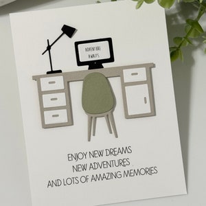 Personalized Desk Handmade Card, New Job, Graduation, School Card, Customize Your Own Greeting
