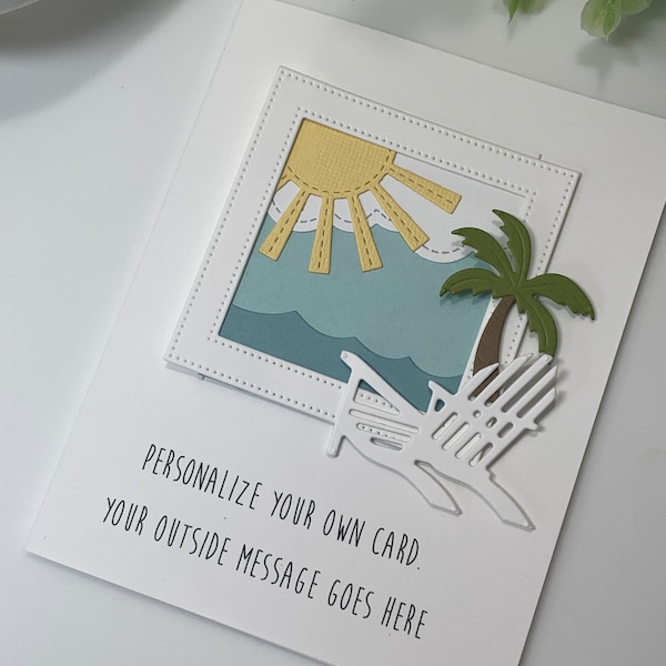 Personalized Beach Retirement Card, Handmade Vacation Greeting, Custom Summer All Occasion Card