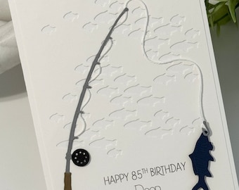 Personalized Fishing Card, 3D Handmade Masculine Keepsake Card, Custom Birthday, Father's Day