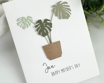 Personalized Monstera Plant Card, Plant Lovers Card,  3D Floral All Occasions Card, Birthday, Anniversary, Handmade, Keepsake, Create a Card