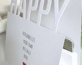 Personalized Happy Card, Money/Gift Card Holder, Any Occasion, Customize Your Own Greeting