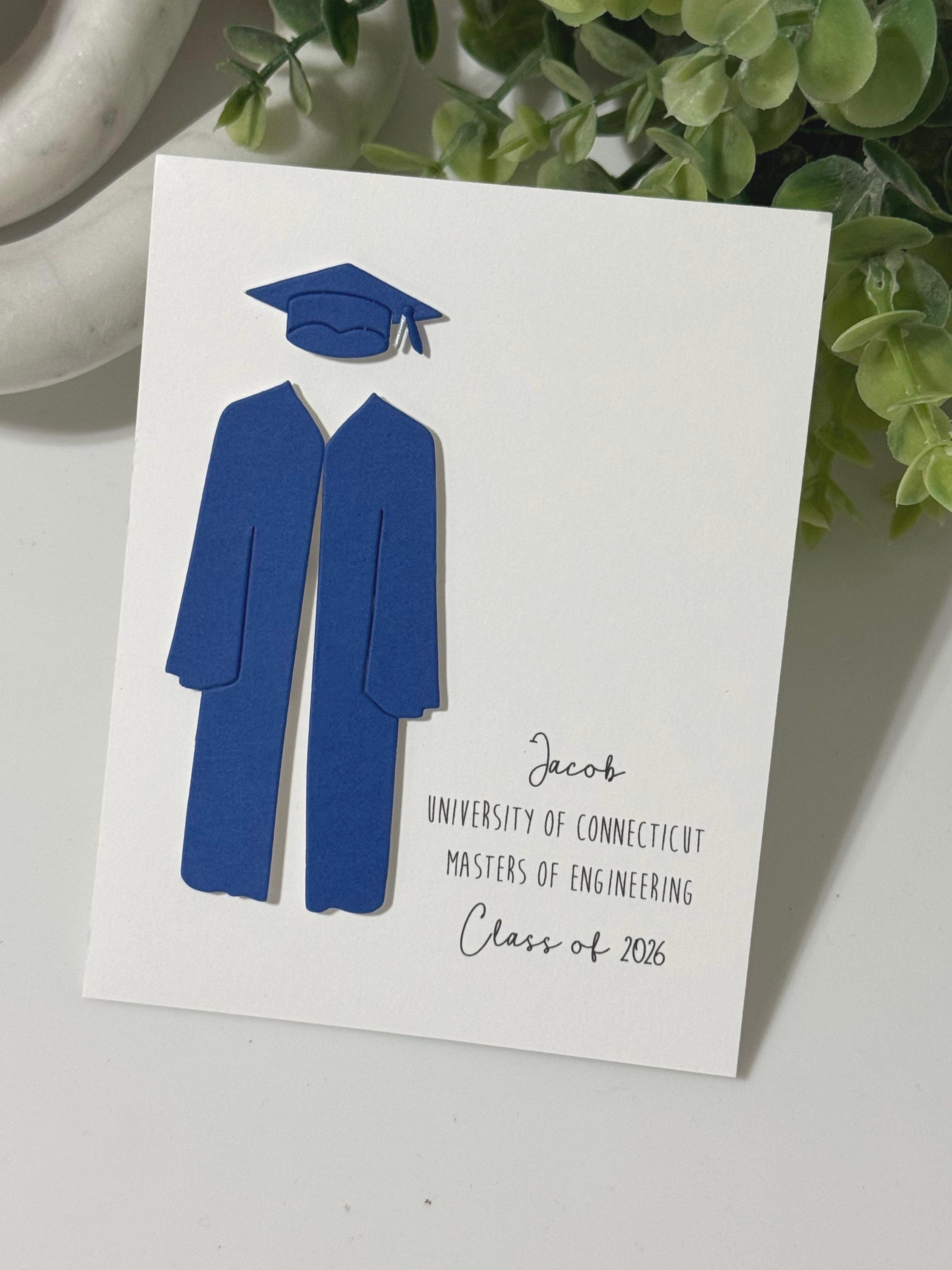 Personalized Handmade Graduation Card, Cap and Gown, School Colors - Etsy