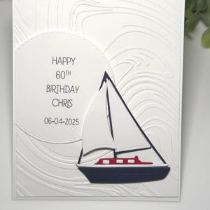 Personalized 3D Sailboat Card, Handmade Nautical Gift, Customize Your Own Greeting