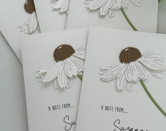 Personalized Floral Stationery Set, Custom Handmade 3D Note Cards, Boxed Gift