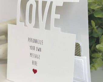 Personalized LOVE Card, Money/Gift Card Holder, Any Occasion, Customize Your Own Greeting