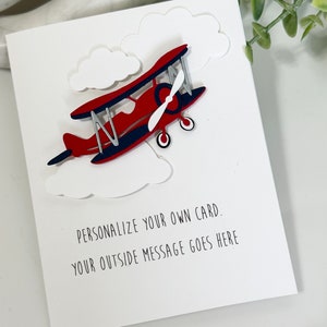Personalized 3D Airplane Card, Masculine Card, Birthday Card for Him, Handmade Plane Card, Aircraft Card, Aviation, Custom Plane Card, Boys