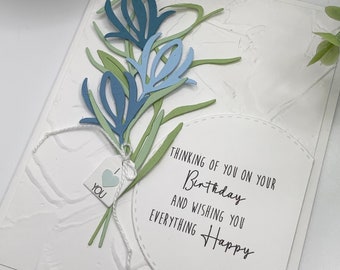 Personalized Handmade Floral Card, All Occasion, Embossed 3D Layered Design, Customize Your Own Greeting