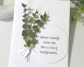 Personalized Sympathy Card | Thinking Of You Condolence Card | Handmade 3D  Eucalyptus Design