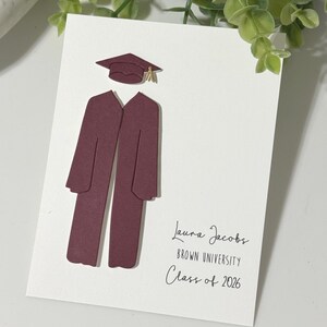 Personalized Handmade Graduation Card, Cap and Gown, School Colors - Etsy
