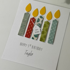 Personalized Handmade Birthday Candle Card for Kids, Customize Your Own Greeting