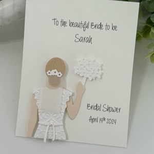 Personalized Bridal Shower Card, Custom Congratulations Greeting for Bride, Handmade Wedding Card