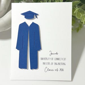 Personalized Handmade Graduation Card, Cap and Gown, School Colors - Etsy