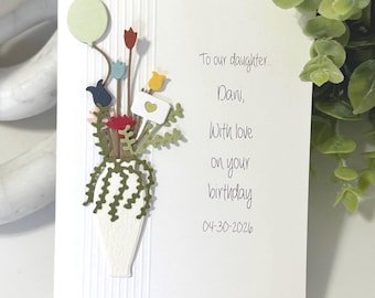 Personalized Floral Arrangement Card, 3D Vase, Custom Colors, Mother's Day, Customize Your Own Greeting