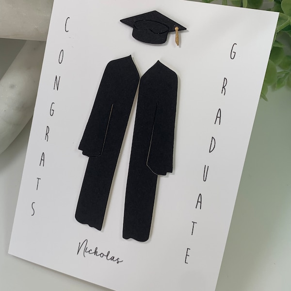 Personalized Graduation Card, Congratulations Graduate Card, Cap and Gown Card, Customized Graduation Card, School, Handmade, Class of 2024