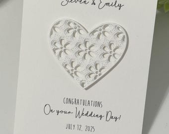 Personalized 3D Heart Card, Handmade Wedding Anniversary Keepsake, Customize Your Own Greeting