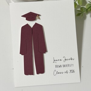 Personalized Handmade Graduation Card, Cap and Gown, School Colors - Etsy