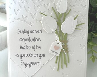 ENGAGEMENT CARD 3セット入り Personalized 3D Floral Engagement Card, Handmade Newly Engaged