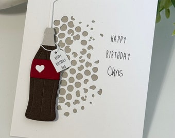 Personalized Soda Bottle Birthday Card, Handmade All Occasions Card, Customize Your Own Greeting