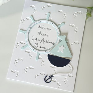 Personalized Nautical Baby Card, Handmade 1st Birthday Keepsake, Customize Your Own Greeting