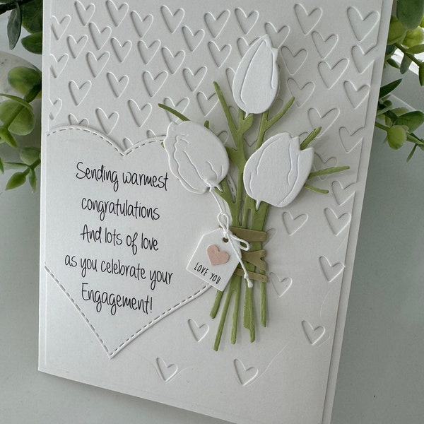 Personalized Engagement Card, Newly Engaged Couple Card, Handmade Engagement Card, Congratulations On Your Engagement Card, 3D Floral Card