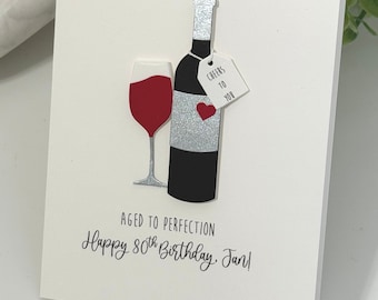 Personalized Wine Birthday Card, 3D Handmade Celebration Card, Customize Your Own Greeting