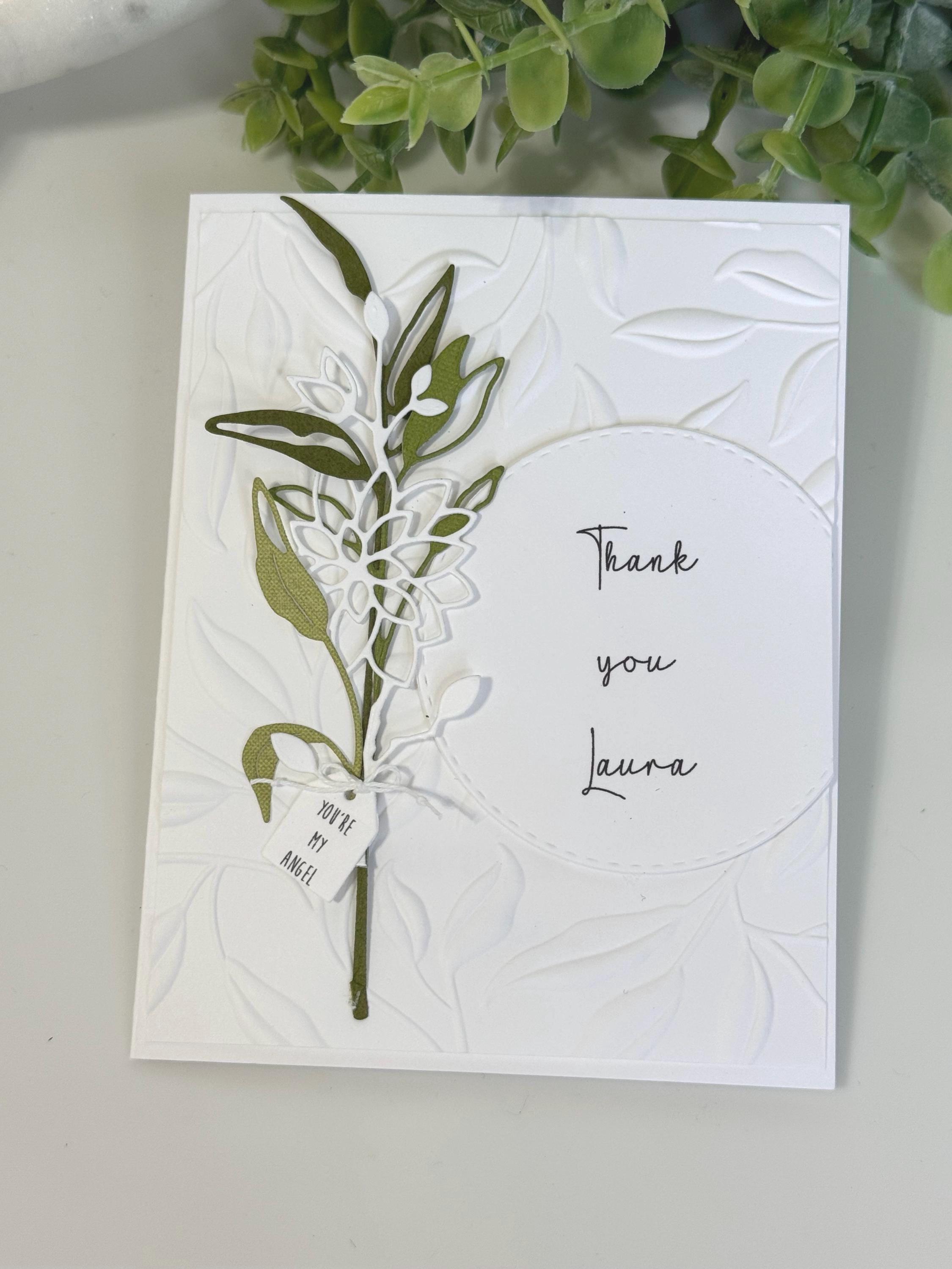 Personalized 3D Floral Thank You Card, Embossed Handmade Card ...