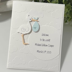 Personalized Baby Stork Card, 3D Baby Shower, Gender Neutral, Customize Your Own Greeting