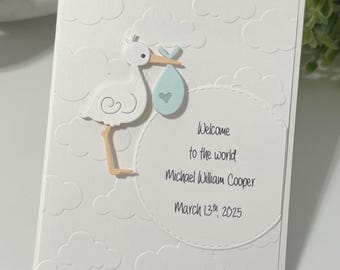 Personalized Baby Stork Card, 3D Baby Shower, Gender Neutral, Customize Your Own Greeting