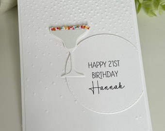 Personalized Cheers Card, 3D Cocktail, Martini, Birthday, Handmade, Customize Your Own Greeting