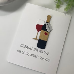 Personalized Wine Card, Wine Lover Card for Him, Her, Friend, Birthday Card, Custom Wine Greeting Card, Celebration card, 3D, Create a Card