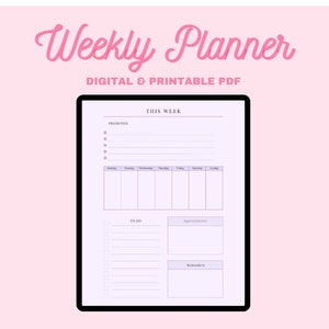 Downloadable Minimalist Weekly Planner Template
