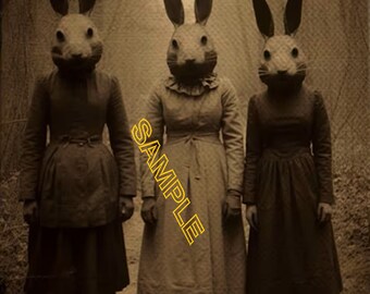 The Bunny Cult, Occult Decor, Witchcraft Art, Print, Halloween Wall Art, Dark Academia, Creepy Art Print