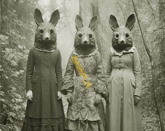 Rabbit Cult Of The Forest Vintage Photography Art Poster Print