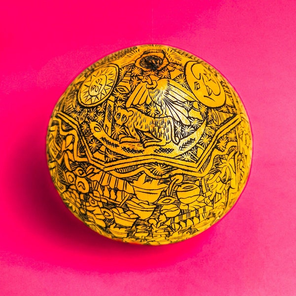 Mate burilado, geschnitzter Kürbis, Artesania Peru // handgefertigtes Unikat, seltenes Fundstück, Geschenkidee, stilvolle Einrichtung