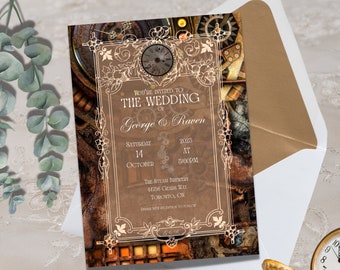 Steampunk Customizable wedding invitation digital download / template / personalize