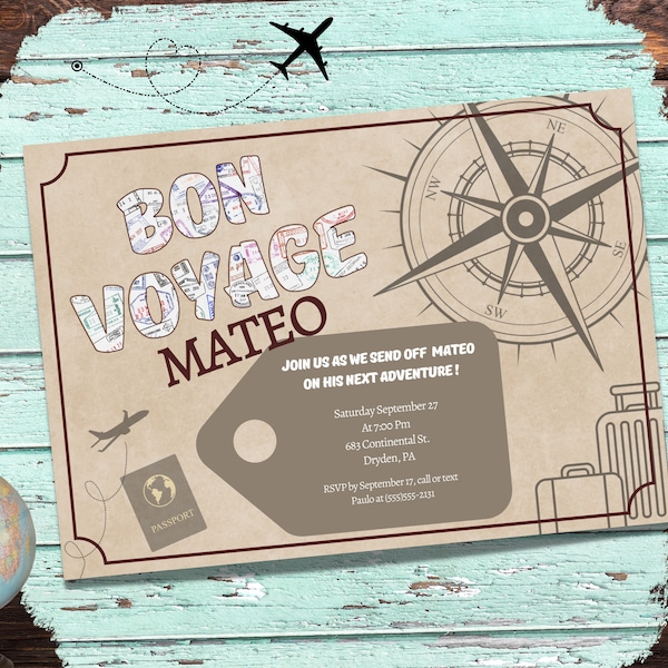 Bon Voyage Digital Invitation - Etsy
