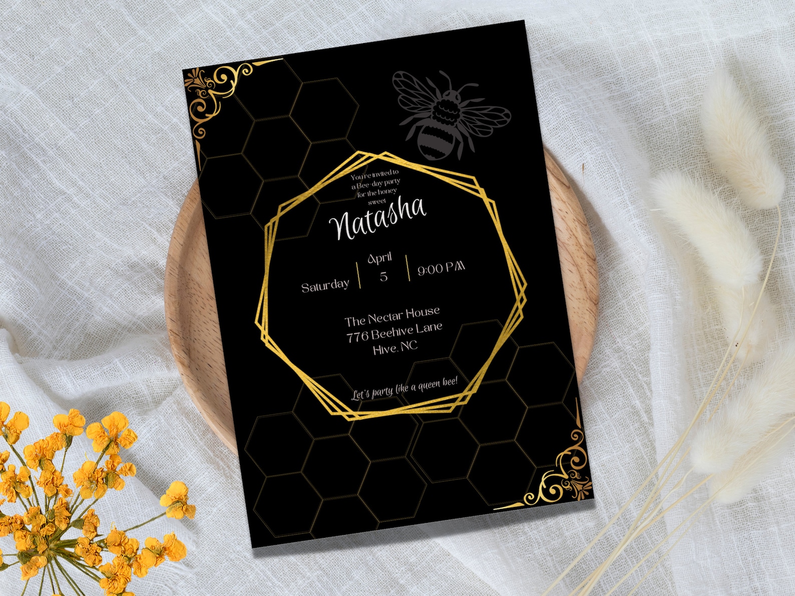 Queen Bee Birthday Party Invitation Customizable Digital Download ...