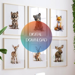 PRINTABLE Animal Nursery Decor Downloadable Nursery Wall Art Animal Print Set Animal Prints Baby Animals Baby Shower Gift Prints Handmade