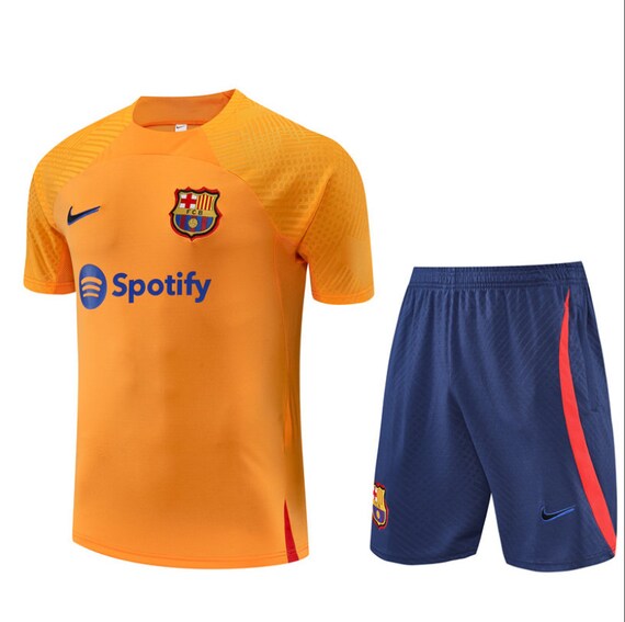 FC Barcelona Training Kit: Orange Jersey u0026 Shorts Set - Etsy