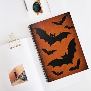 Halloween Bat Spiral Notebook - Perfect for Spooky Notes, Journal, School Supplies, Gifts, Fall Decor
