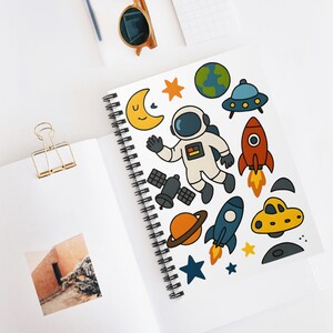 Space-Themed Spiral Notebook for Kids, Astronaut Journal, Cute Galaxy School Supplies, Gift for Students, Back to School, Space Lovers