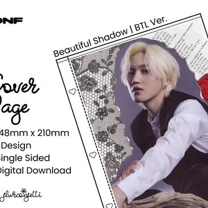 May include: A black and white lace design with a red and white floral pattern. A young man with blonde hair is wearing a white shirt and a black vest. The text "Beautiful Shadow | BTL Ver." is visible in the upper right corner of the image.