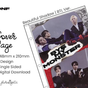 May include: A digital download of a cover page for a photocard album. The cover features a red and black background with the text "Bye My Monster" in white. The album is 148mm x 210mm and is single-sided.