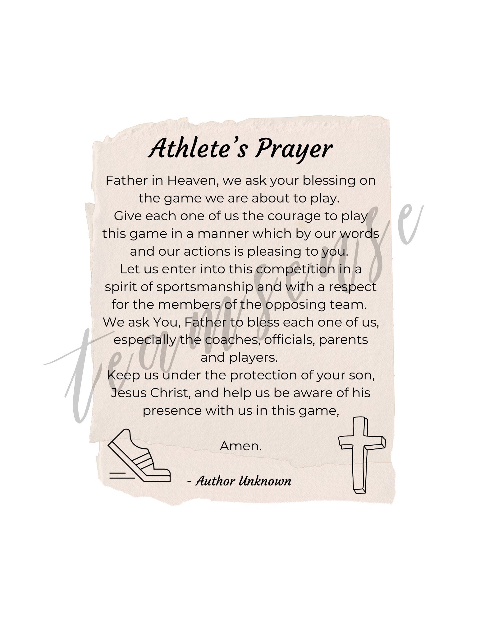 Christian Pre-game Football Prayer Print Digital Download -  Hong Kong