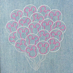 Mouse Balloon Bouquet Embroidery File, Trendy Embroidery Design, File in PES, DST, JEF, etc., Instant Download