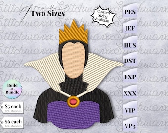 Evil Queen Machine Embroidery Design, Princess Villain Snow White Embroidery Design, File in PES, DST, JEF, etc., Instant Download