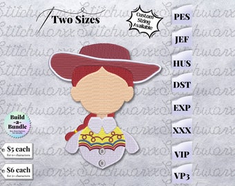 Jessie Embroidery Design, Toy Story Embroidery Design, File in PES, DST, JEF, etc., Toy Story Jessie Machine Embroidery Design