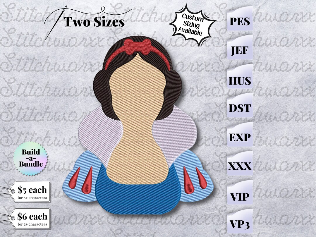 Snow White Embroidery Design, Snow White Machine Embroidery Design